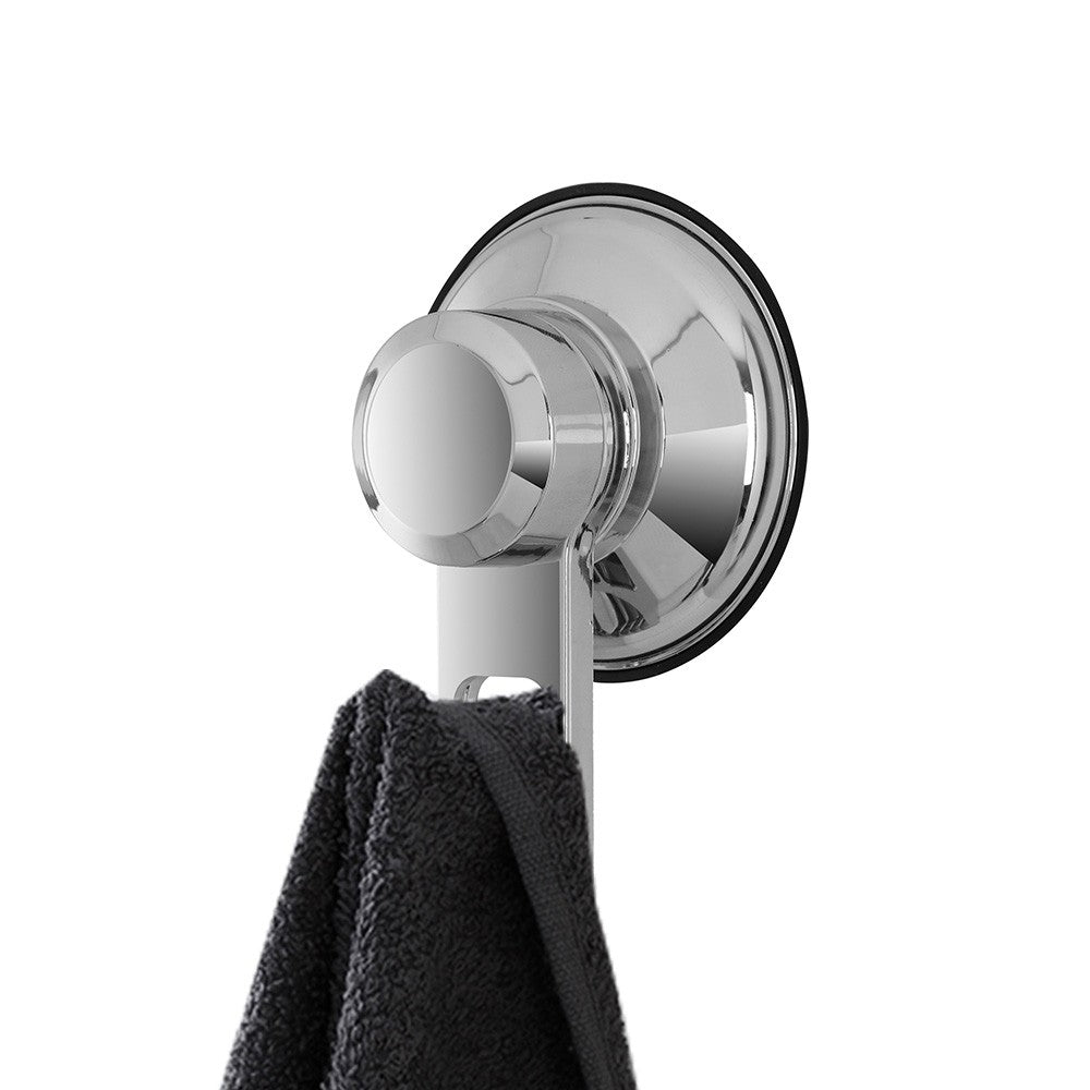 Gancio doccia a muro cromato con attacco a ventosa