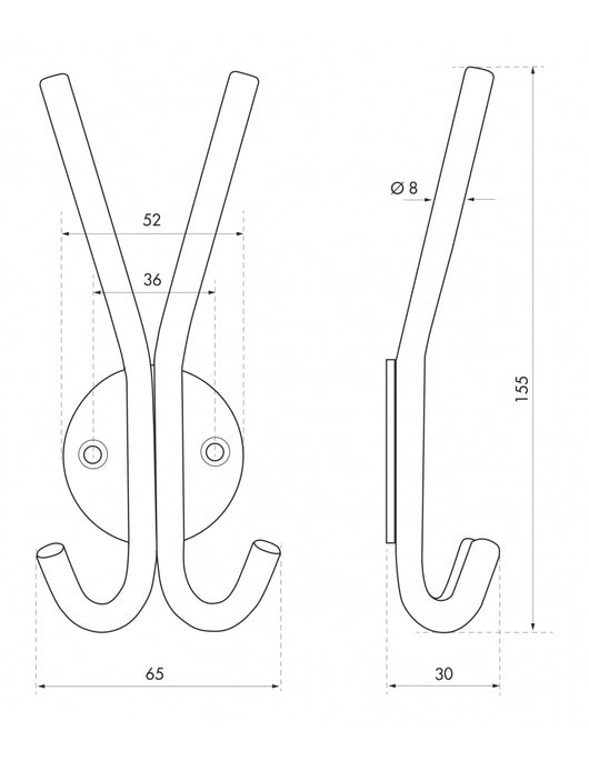 Appendiabiti INOX, gancio doppio, acciaio inossidabile, H.155mm, satinato - THIRARD
