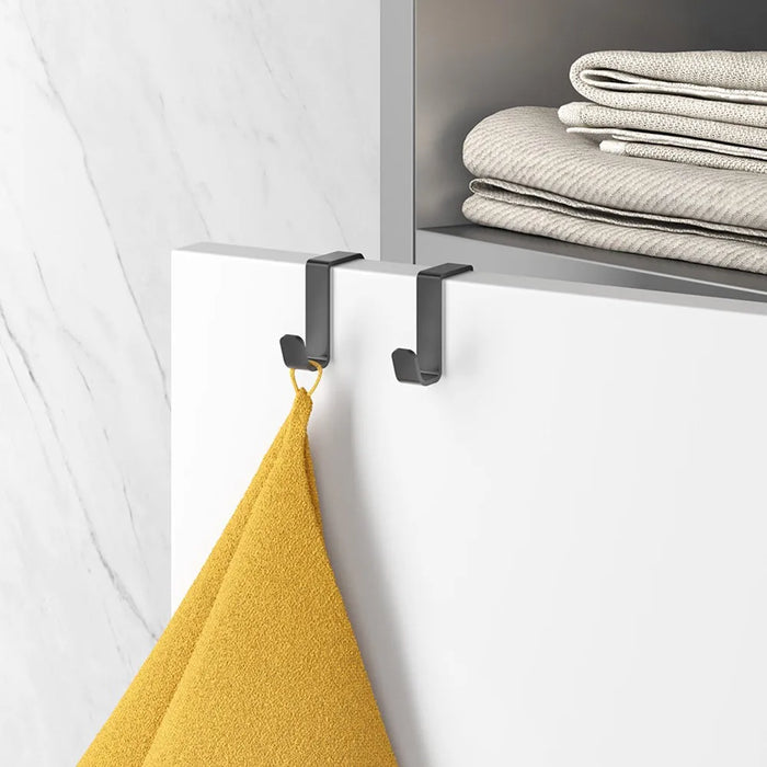 Gancio doppio in acciaio nero opaco per porta doccia o anta mobile