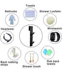 Gancio Doppio Per Porta Box Doccia Appendere Asciugamani Bagno 4x18cm Nero 87771         