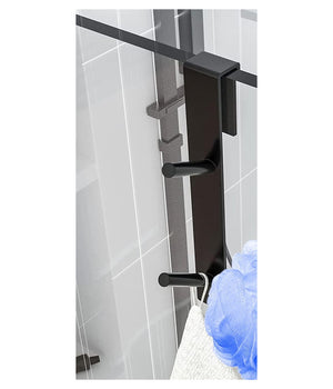 Gancio Doppio Per Porta Box Doccia Appendere Asciugamani Bagno 4x18cm Nero 87771         
