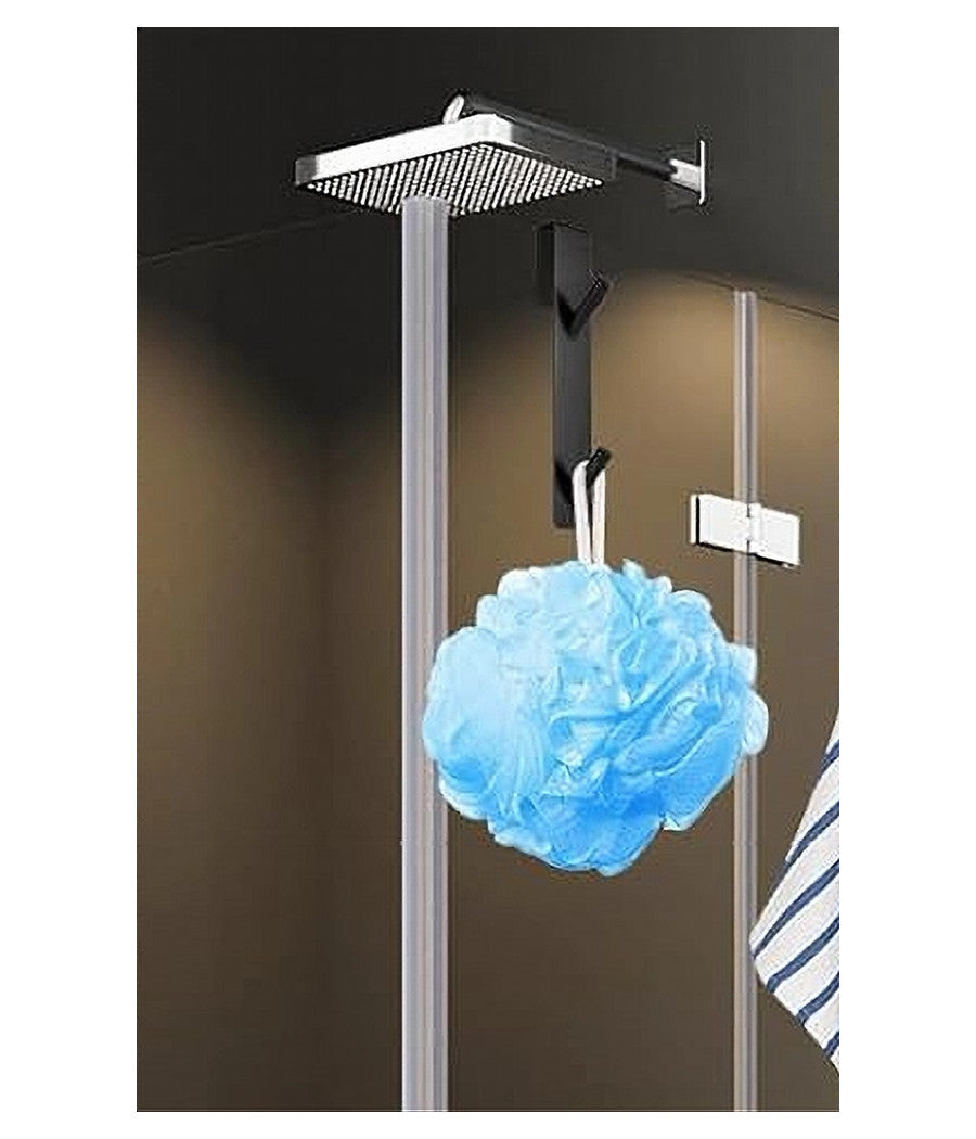 Gancio Doppio Per Porta Box Doccia Appendere Asciugamani Bagno 4x18cm Nero 87771         