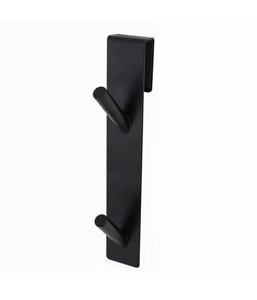 Gancio Doppio Per Porta Box Doccia Appendere Asciugamani Bagno 4x18cm Nero 87771         