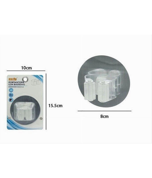 Gancio Porta Scopa Clip Mop Appendiscopa Montaggio A Parete Con Biadesivo 79835         