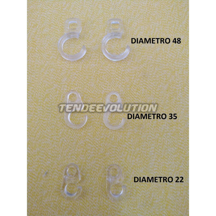 Set 20 Ganci per Tende d'Interno 35mm, Policarbonato Trasparente - Design Elegante Supporto Resistente e Affidabile per Tende - Perfetti per la Casa