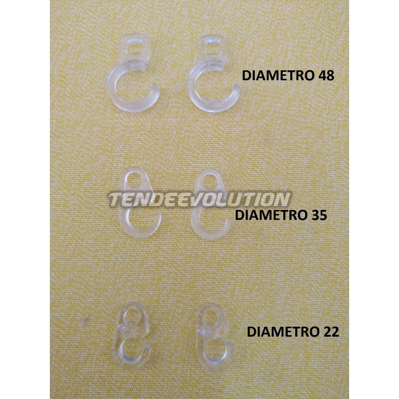 Set 20 Ganci per Tende d'Interno 22mm, Policarbonato Trasparente - Design Elegante Robusto e Affidabile Supporto per Tende, Ideale per Casa e Ufficio