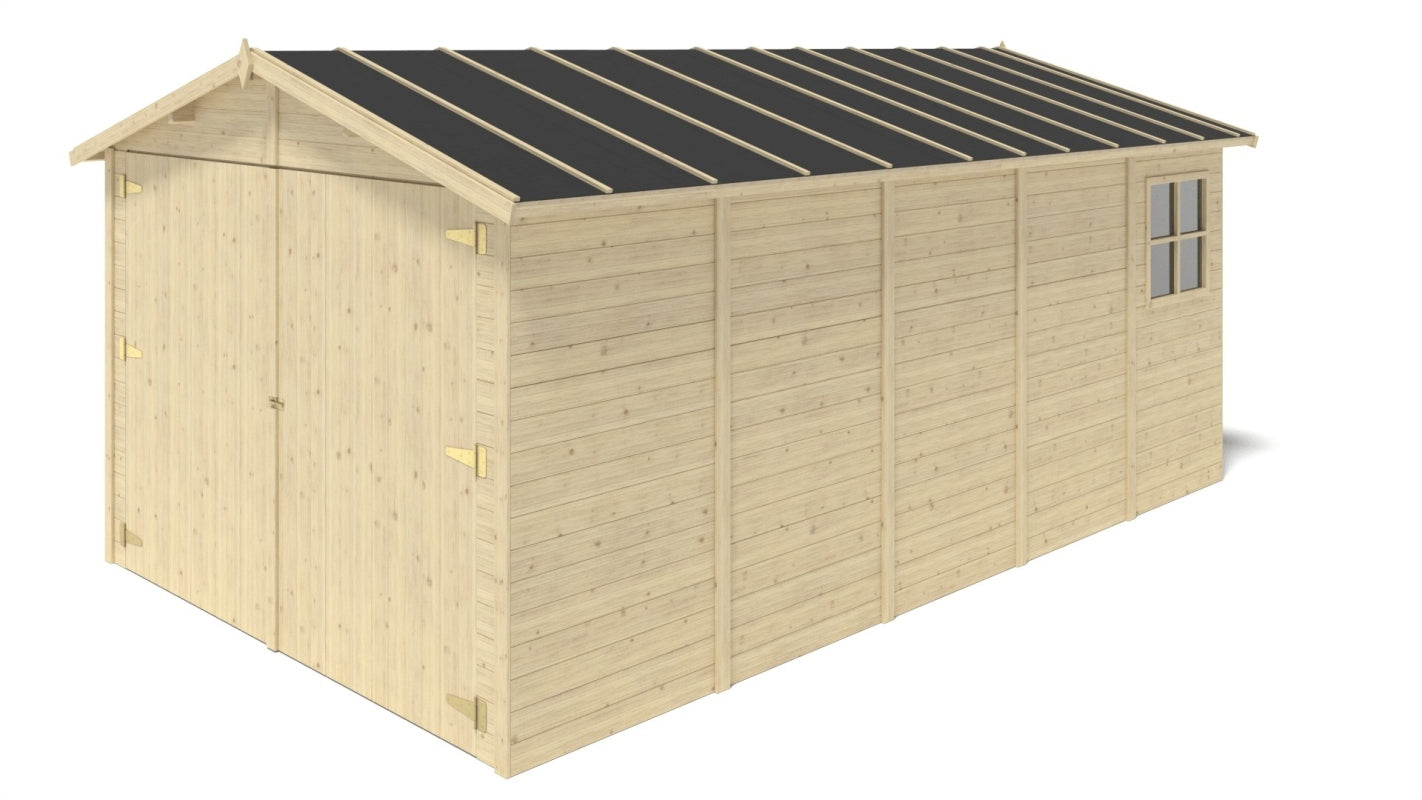 Garage in legno - 14.94m2 - 3.05x4.93m - 18mm - colore: naturale - GAR28 - ALTANKA