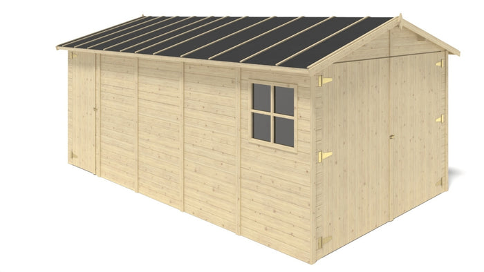 Garage in legno - 14.94m2 - 3.05x4.93m - 18mm - colore: naturale - GAR28 - ALTANKA