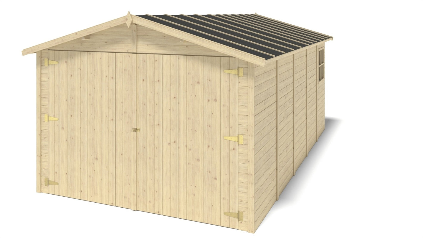 Garage in legno - 14.94m2 - 3.05x4.93m - 18mm - colore: naturale - GAR28 - ALTANKA