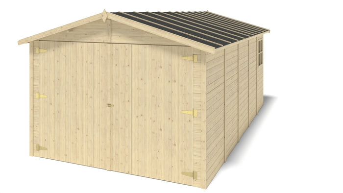Garage in legno - 14.94m2 - 3.05x4.93m - 18mm - colore: naturale - GAR28 - ALTANKA