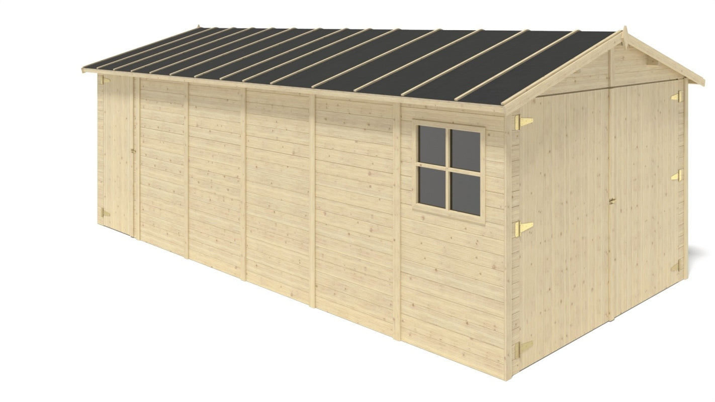 Garage in legno - 18.19m2 - 3.05x5.91m - 18mm - colore: naturale - GAR29 - ALTANKA