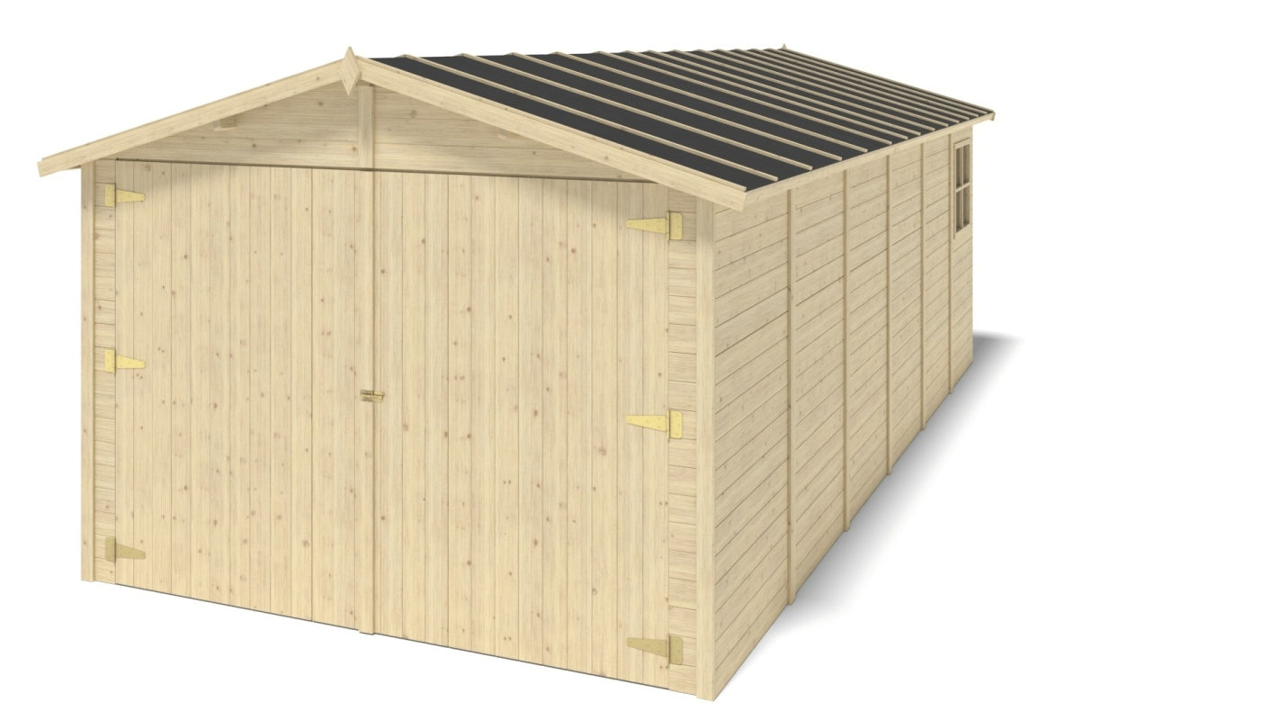 Garage in legno - 18.19m2 - 3.05x5.91m - 18mm - colore: naturale - GAR29 - ALTANKA