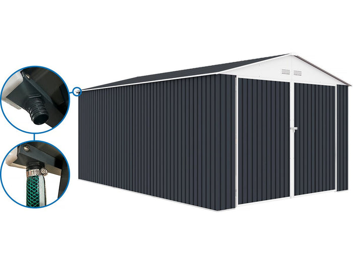 Garage in metallo "Houston" - 15,36 m² con grondaia  - Antracite