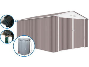 Garage in metallo "Nevada" - 18,56 m² con grondaia e serbatoio per il recupero dell'acqua