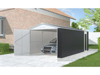 Garage in metallo "Houston" - 15,36 m² con grondaia e serbatoio per il recupero dell'acqua - Antracite