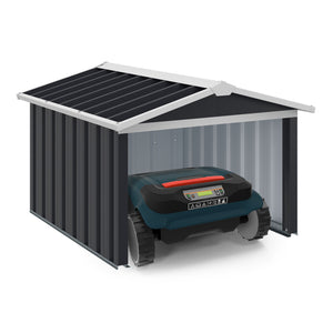 IDMarket - Garage per tosaerba robotizzato tetto a 2 spioventi metallo grigio antracite 86 x 98 x 62 cm