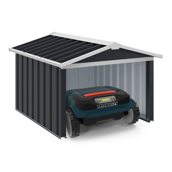 IDMarket - Garage per tosaerba robotizzato tetto a 2 spioventi metallo grigio antracite 86 x 98 x 62 cm