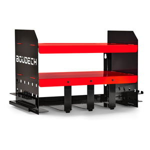 Taka - Mensola portautensili da garage in acciaio. Organizer a 2 ripiani per utensili elettrici. Supporto a parete per trapani, punte e giraviti