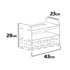 Taka - Mensola portautensili da garage in acciaio. Organizer a 2 ripiani per utensili elettrici. Supporto a parete per trapani, punte e giraviti