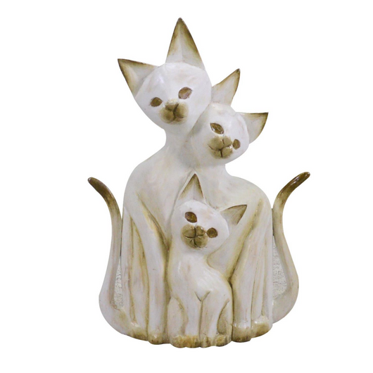 Gatto legno bianco marrone cm 26x7h40