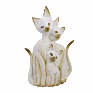 Gatto legno bianco marrone cm 26x7h40