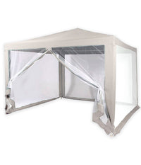 Trade Shop - Gazebo 2,4 X 3 X 2,50 M Tendone Giardino Telo Bianco Impermeabile Con Zanzariera -