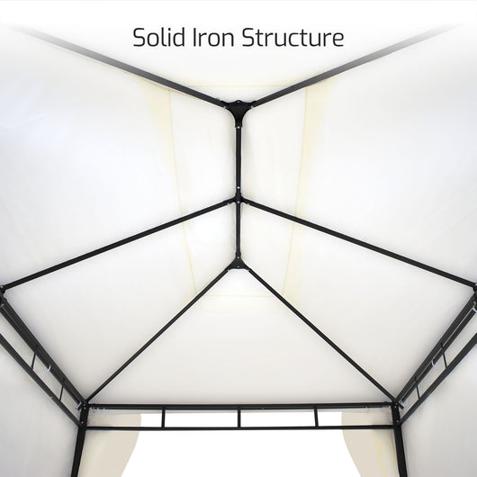 Beusi - gazebo da giardino 3x2 mt in ferro con telo di copertura in poliestere, 4 tende laterali e 4 zanzariere con cerniere e lacci.