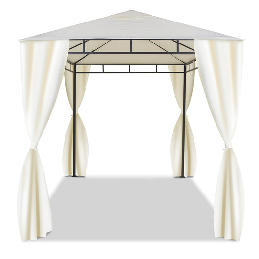 Gazebo 3x2 M per esterni in ferro elegante gazebo da giardino completo di teli laterali colore ecrù