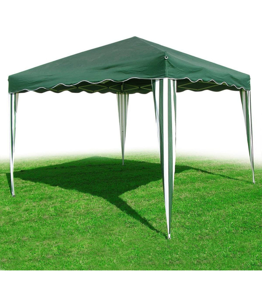 Gazebo 3x3 Mt Pieghevole Richiudibile Tendone Giardino Colore Verde Impermeabile         