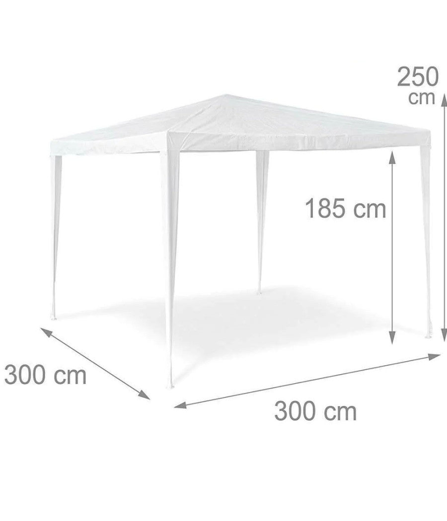 Gazebo 3x3mt Tenda Esterni Arredo Giardino Tetto Antipioggia Idrorepellente Bianco         