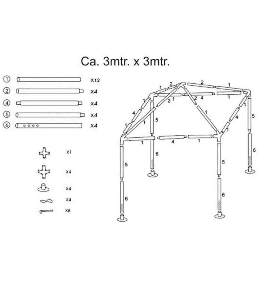 Gazebo 3x3mt Tenda Esterni Arredo Giardino Tetto Antipioggia Idrorepellente Bianco         