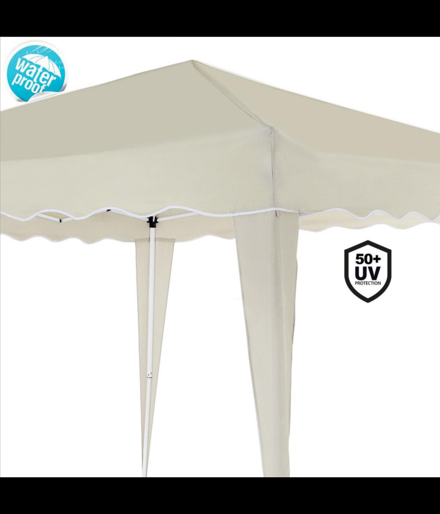 Gazebo 3x3x2,5 Mt Pieghevole Ecru Impermeabile Richiudibile Tendone Giardino         