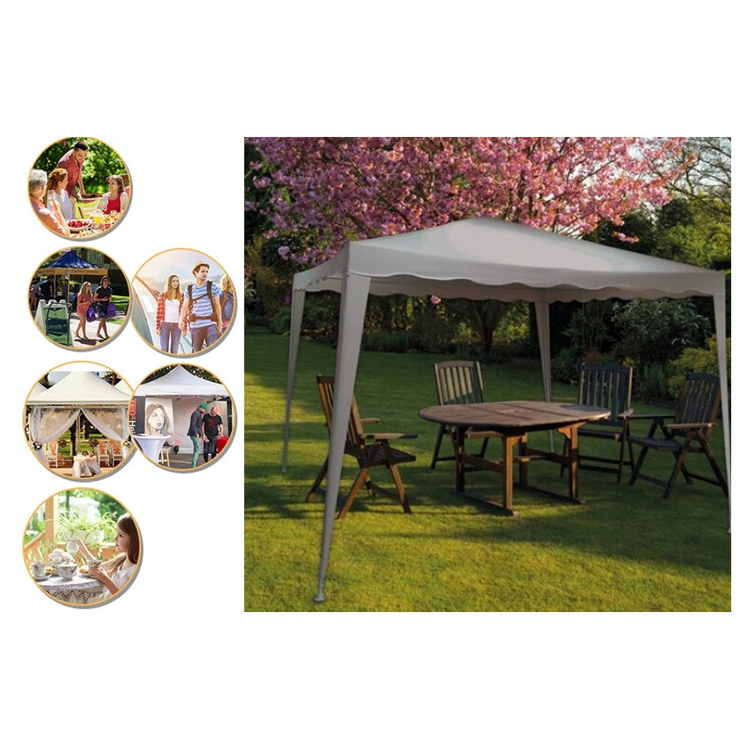 Trade Shop - Gazebo 3x3x2,5 Mt Pieghevole Grigio Impermeabile Richiudibile Tendone Giardino 016561 -        