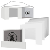 Set completo di teli di ricambio per gazebo da giardino bianco 3x6M - 5x teli laterali + 1x telo porta con cerniera + 1x telo zanzariera + 1 telo mezza altezza.