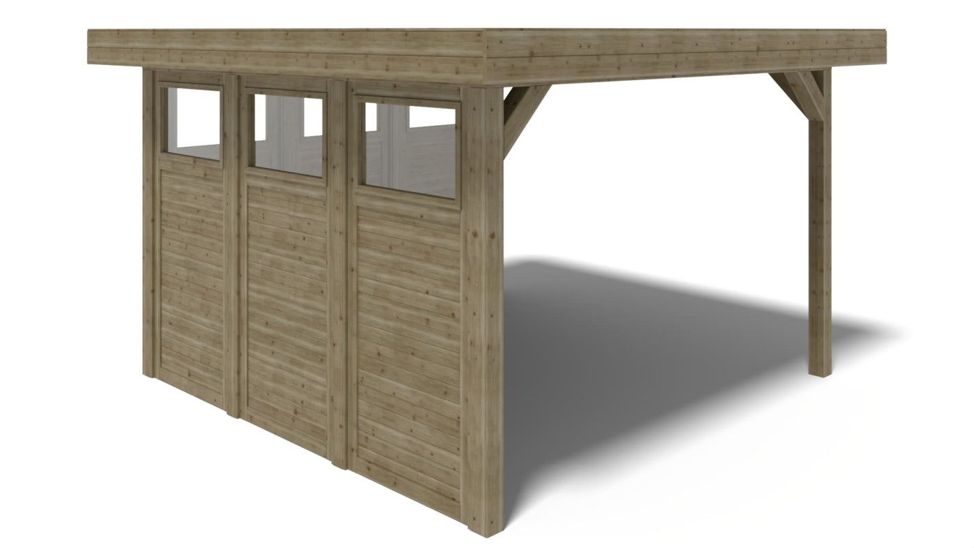 Gazebo da giardino in legno pergola 4.04x4.04 m con pannell - Impregnata - ALT135 - ALTANKA