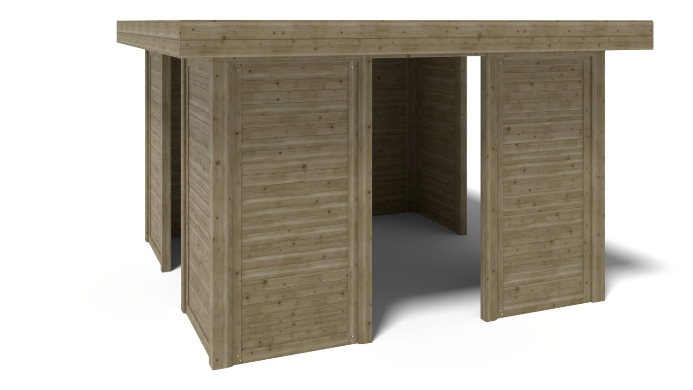 Gazebo da giardino in legno pergola 4.04x4.04 m con pannell - Impregnata - ALT133 - ALTANKA