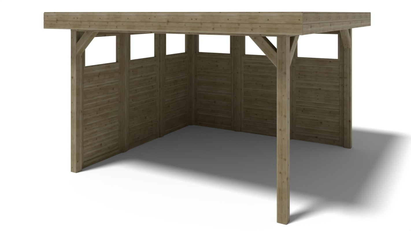 Gazebo da giardino in legno pergola 4.04x4.04 m con pannell - Impregnata - ALT135 - ALTANKA