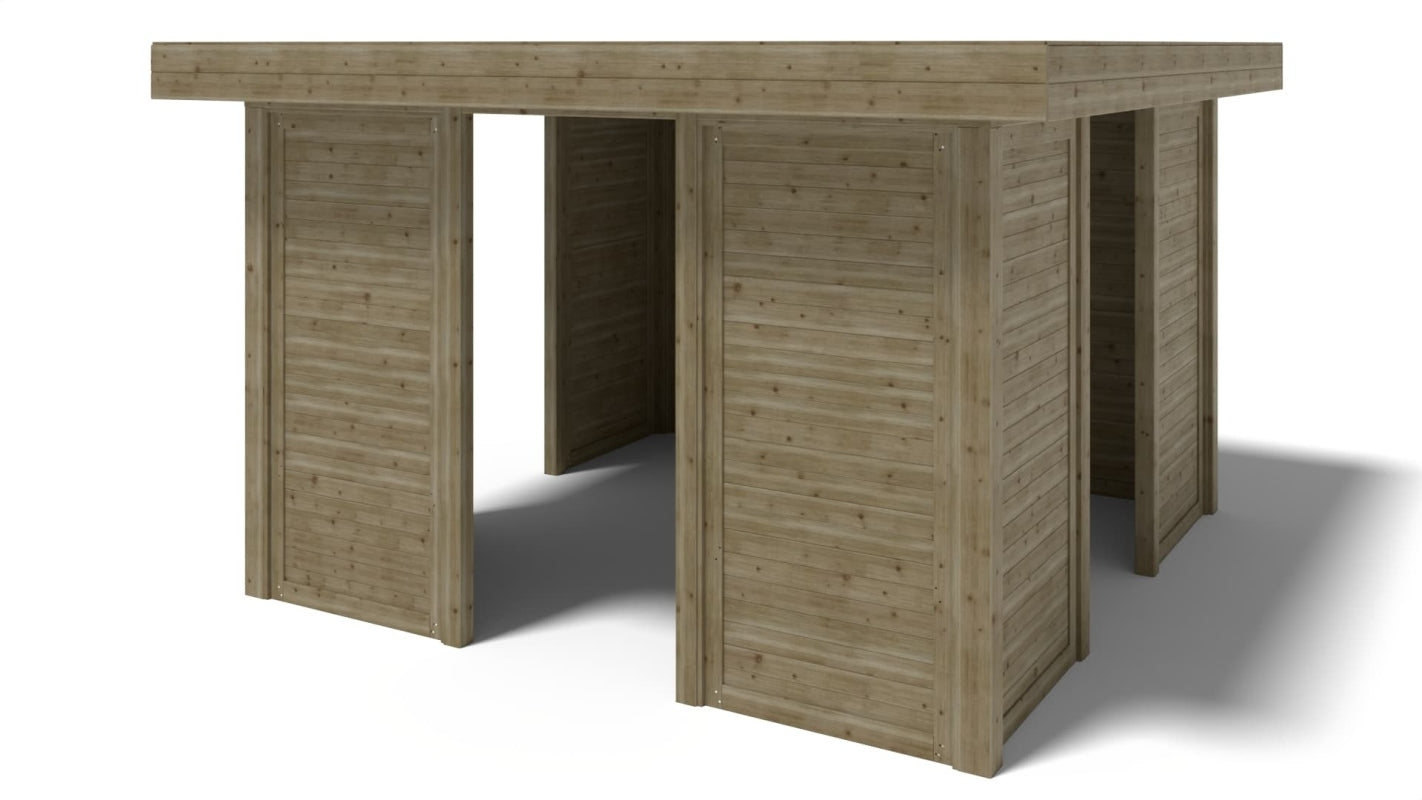 Gazebo da giardino in legno pergola 4.04x4.04 m con pannell - Impregnata - ALT133 - ALTANKA