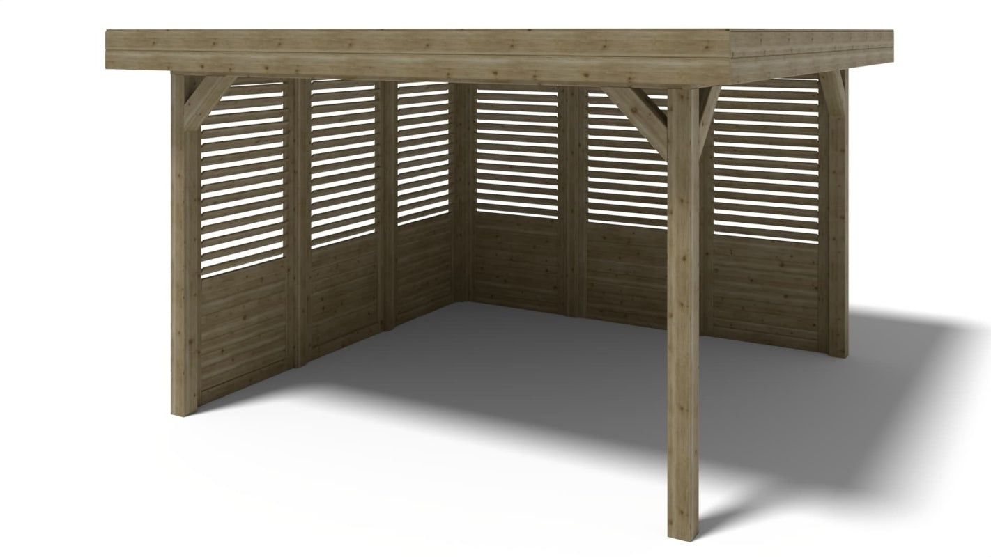 Gazebo da giardino in legno pergola 4.04x4.04 m con pannell - Impregnata - ALT136 - ALTANKA