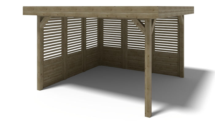 Gazebo da giardino in legno pergola 4.04x4.04 m con pannell - Impregnata - ALT136 - ALTANKA