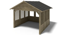Gazebo da giardino in legno pergola 4.04x4.04 m con pannelli - Impregnata - ALT128 - ALTANKA