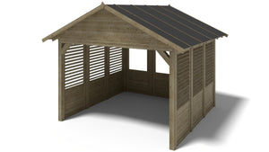 Gazebo da giardino in legno pergola 4.04x4.04 m con pannelli - Impregnata - ALT128 - ALTANKA