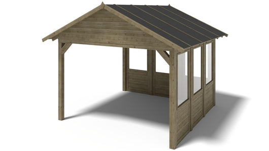 Gazebo da giardino in legno pergola 4.04x4.04 m con pannelli - Impregnata - ALT127 - ALTANKA