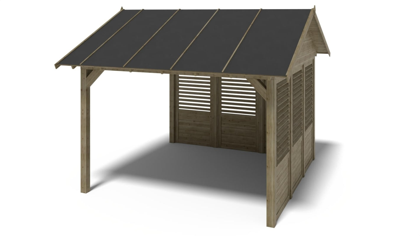 Gazebo da giardino in legno pergola 4.04x4.04 m con pannelli - Impregnata - ALT129 - ALTANKA