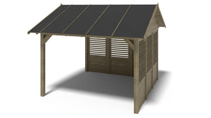 Gazebo da giardino in legno pergola 4.04x4.04 m con pannelli - Impregnata - ALT129 - ALTANKA
