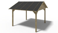 Gazebo da giardino in legno pergola 4.04x4.04 m con pannelli - Impregnata - ALT128 - ALTANKA