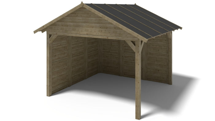 Gazebo da giardino in legno pergola 4.04x4.04 m con pannelli - Impregnata - ALT125 - ALTANKA