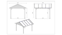 Gazebo da giardino in legno pergola 4.04x4.04 m con pannelli - Impregnata - ALT126 - ALTANKA