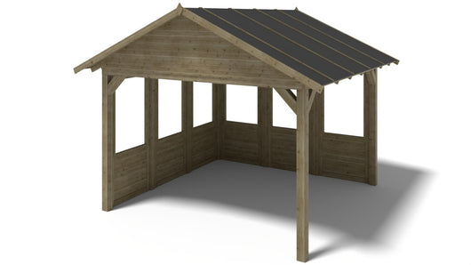 Gazebo da giardino in legno pergola 4.04x4.04 m con pannelli - Impregnata - ALT126 - ALTANKA
