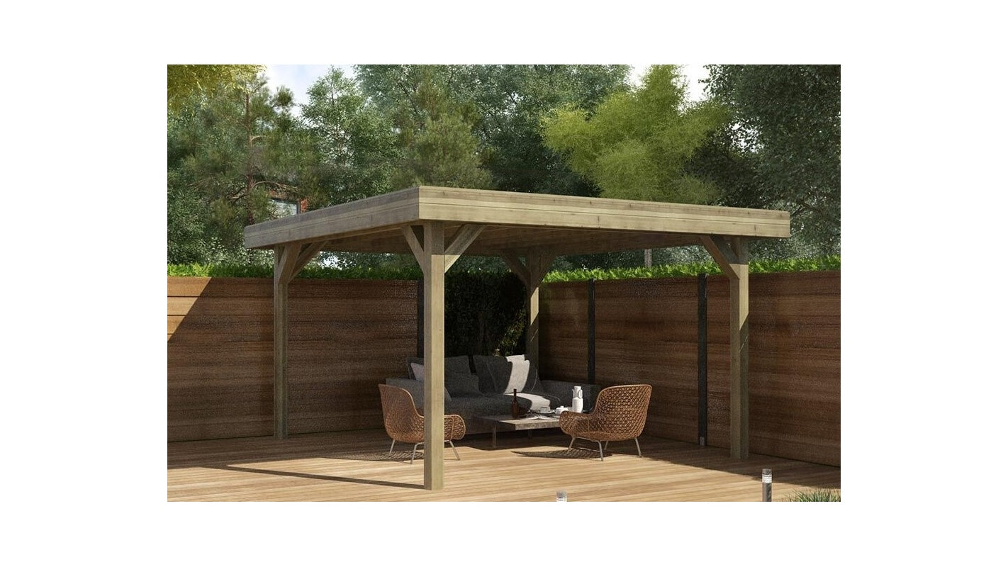 Gazebo da giardino in legno pergola 4.04x4.04 m - Impregnata - ALT24 - ALTANKA
